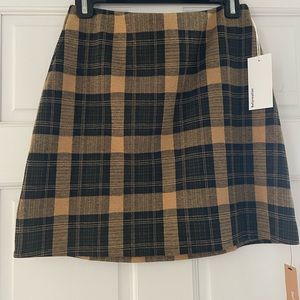 Yellow/black Reformation Suzie plaid skirt size 6
